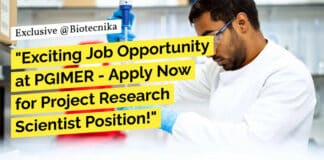 "Exciting Job Opportunity at PGIMER - Apply Now for Project Research Scientist Position!"