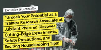 "Unlock Your Potential as a Trainee Research Associate at Jubilant Pharma! Discover Cutting-Edge Experiments, Safety Precautions, and Exciting Housekeeping Tips!"