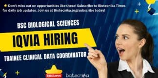 Trainee Clinical Data Coordinator Job For Biological Sciences at IQVIA, Apply Online