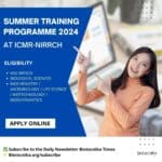 Summer Training Programme 2024 at ICMR-NIRRCH, Apply Online Summer Training Programme 2024