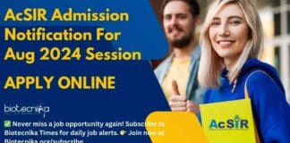 AcSIR Admission Aug 2024