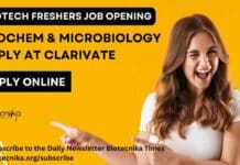 Biotech Freshers Job Opening