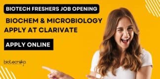 Biotech Freshers Job Opening