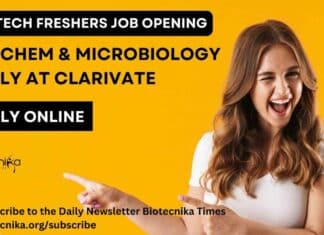 Biotech Freshers Job Opening