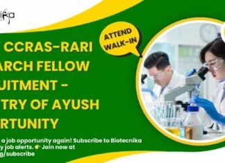 Govt CCRAS-RARI Research Fellow Recruitment – Ministry of AYUSH Opportunity Govt CCRAS-RARI Research Fellow Recruitment - Ministry of AYUSH Opportunity