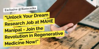 "Unlock Your Dream Research Job at MAHE Manipal - Join the Revolution in Regenerative Medicine Now!"