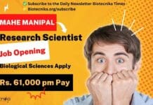 MAHE Manipal Research Scientist