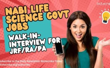 NABI Life Science Govt Jobs - Walk-In-Interview For JRF/RA/PA