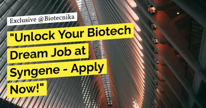 Syngene Protein Expression Role - Biotech, Biochem & Cell Biology Apply
