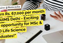 "Earn Rs. 67,000 per month at AIIMS Delhi - Exciting job opportunity for MSc & PhD Life Science graduates!"