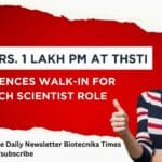 Earn Rs. 1 Lakh pm at THSTI as Research Scientist – Life Sciences Attend Walk-In Research Scientist at THSTI new