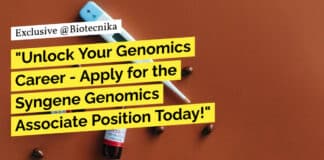 "Unlock Your Genomics Career - Apply for the Syngene Genomics Associate Position Today!"