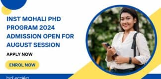 INST Mohali PhD Program 2024