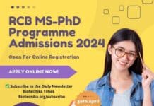 RCB MS-PhD 2024 Admission