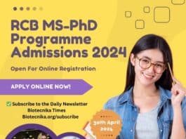 RCB MS-PhD 2024 Admission