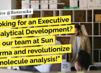 "Looking for an Executive - Analytical Development? Join our team at Sun Pharma and revolutionize biomolecule analysis!"