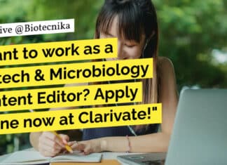 "Want to work as a Biotech & Microbiology Content Editor? Apply online now at Clarivate!"