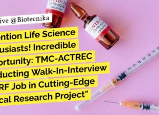 "Attention Life Science Enthusiasts! Incredible Opportunity: TMC-ACTREC Conducting Walk-In-Interview for JRF Job in Cutting-Edge Clinical Research Project"