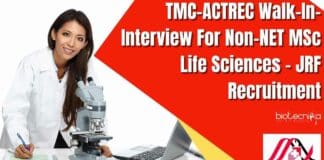 TMC-ACTREC JRF Job For MSc Life Sciences