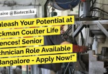 BTech Biotech Technician Job - MSc Biochem Apply at Beckman Coulter Life Sciences