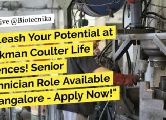 BTech Biotech Technician Job - MSc Biochem Apply at Beckman Coulter Life Sciences