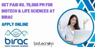 BIRAC Jobs Biotechnology Associate