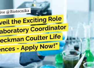 Beckman Coulter Life Sciences BSc Immunology, Biochem & Cell Biology Lab Coordinator Job "Unveil the Exciting Role of Laboratory Coordinator at Beckman Coulter Life Sciences - Apply Now!"
