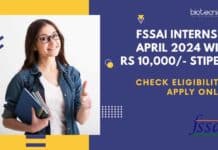 FSSAI Internship April 2024