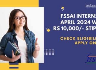 FSSAI Internship April 2024