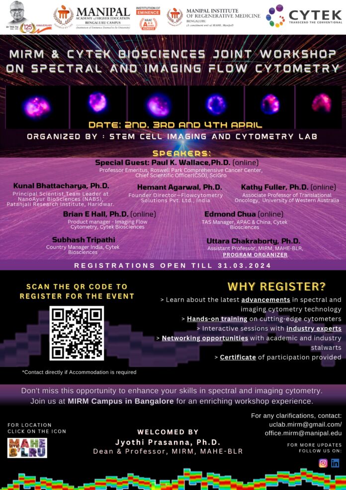 MIRM & Cytek Biosciences Joint Workshop On Spectral And Imaging Flow Cytometry - Registrations Open New