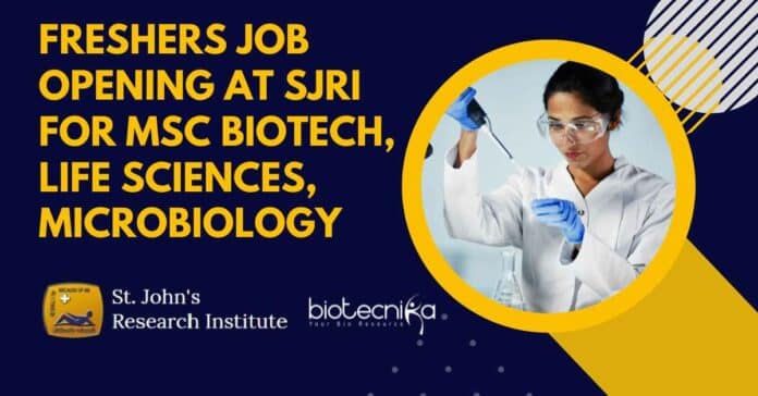 SJRI Hiring For Research Associate Welcome Trust DBT -IF 2019 Project