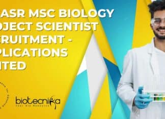 JNCASR MSc Biology Project Scientist Recruitment – Applications Invited JNCASR MSc Biology Project Scientist