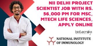 NII Delhi Project Vacancy Scientist