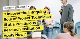 "Uncover the Intriguing Role of Project Technician III at a Prestigious Research Institution - Apply Now!"