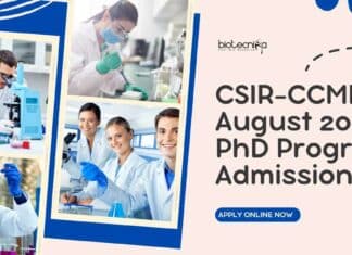 CCMB 2024 PhD Admissions August Session