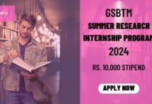 Summer Research Internship Program 2024 at Gujarat State Biotechnology Mission
