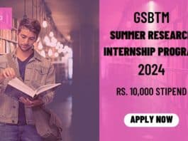 Summer Research Internship Program 2024 at Gujarat State Biotechnology Mission