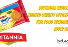 Britannia Industries Quality Officer
