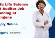 MSc Life Science QA Auditor