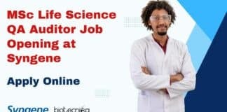 MSc Life Science QA Auditor