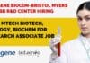 Syngene Biocon-Bristol Myers Squibb R&D Center Hiring MSc, MTech Biotech, Biology, Biochem For Research Associate Job Syngene Biocon-Bristol Myers Squibb R&D Center Hiring