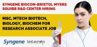 Syngene Biocon-Bristol Myers Squibb R&D Center Hiring