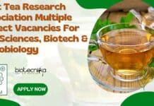 Tea Research Association Vacancies