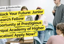 "Unlock Your Future: Junior Research Fellow Opportunity at Prestigious Manipal Academy of Higher Education! Apply Now!"