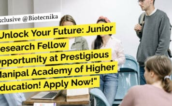 MAHE Manipal Biotech, Biochem, Life Sciences & Mol Biology Research Fellow Recruitment "Unlock Your Future: Junior Research Fellow Opportunity at Prestigious Manipal Academy of Higher Education! Apply Now!"