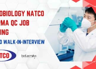 Microbiology NATCO Pharma QC Job Opening – Attend Walk-In-Interview Microbiology NATCO Pharma QC Job Opening