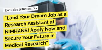 "Land Your Dream Job as a Research Assistant at NIMHANS! Apply Now and Secure Your Future in Medical Research"