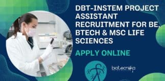 DBT-inStem Project Assistant Recruitment