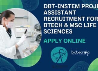 DBT-inStem Project Assistant Recruitment