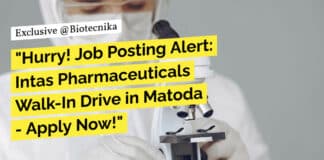 Intas Pharmaceuticals Walk-In Drive For Microbiology - BSc & MSc